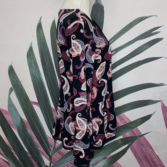 WHBM Long Sleeve Paisley Printed Blouse - Picture 8 of 12